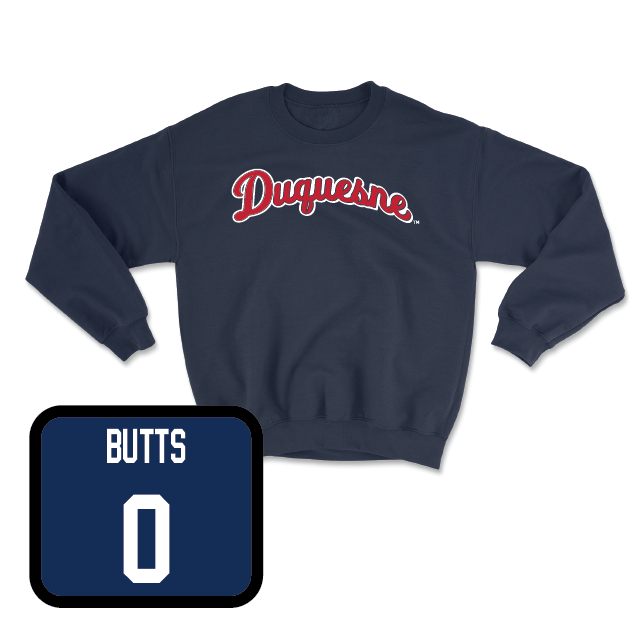 Duquesne Football Navy Script Crew - Taj Butts