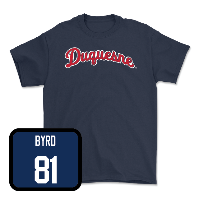 Duquesne Football Navy Script Tee - Lamere Byrd