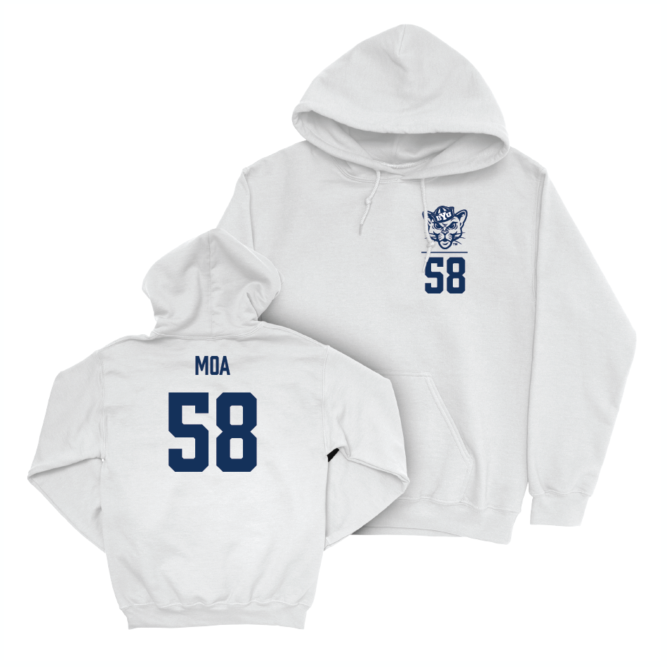 BYU Football White Logo Hoodie - Aisea Moa Small