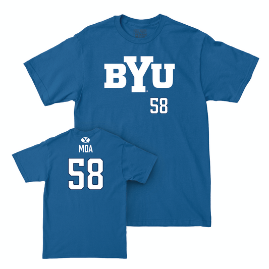 BYU Football Royal Wordmark Tee - Aisea Moa Small