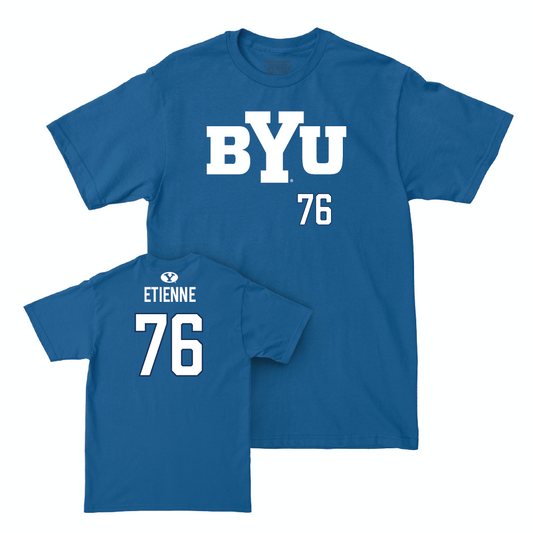 BYU Football Royal Wordmark Tee - Caleb Etienne Small