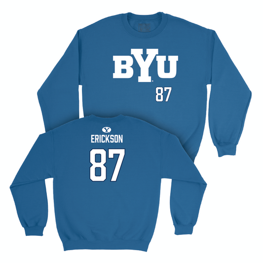 BYU Football Royal Wordmark Crew - Ethan Erickson Small