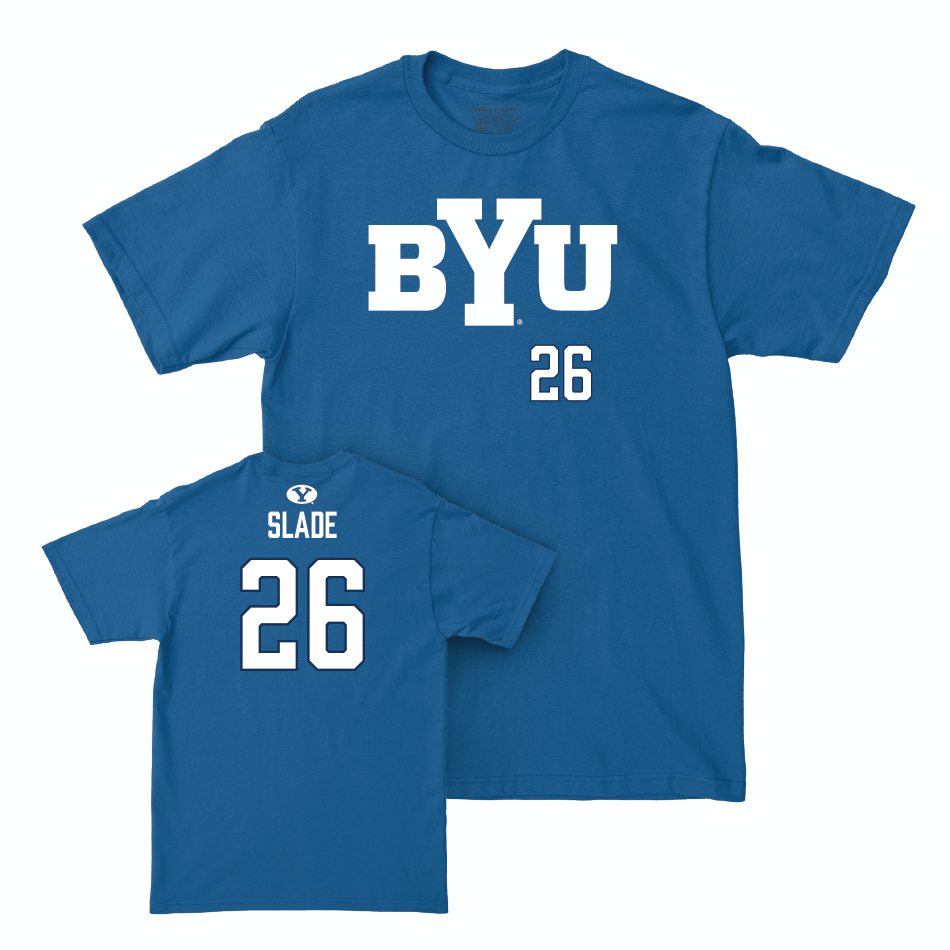 BYU Football Royal Wordmark Tee - Ethan Slade Small