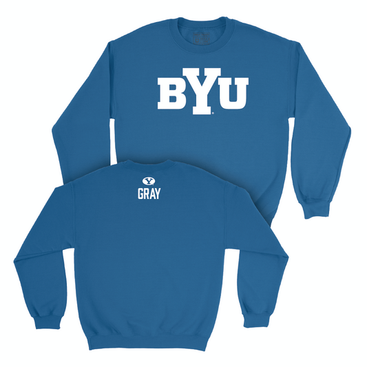 BYU Men's Track & Field Royal Wordmark Crew - Hayden Gray Small