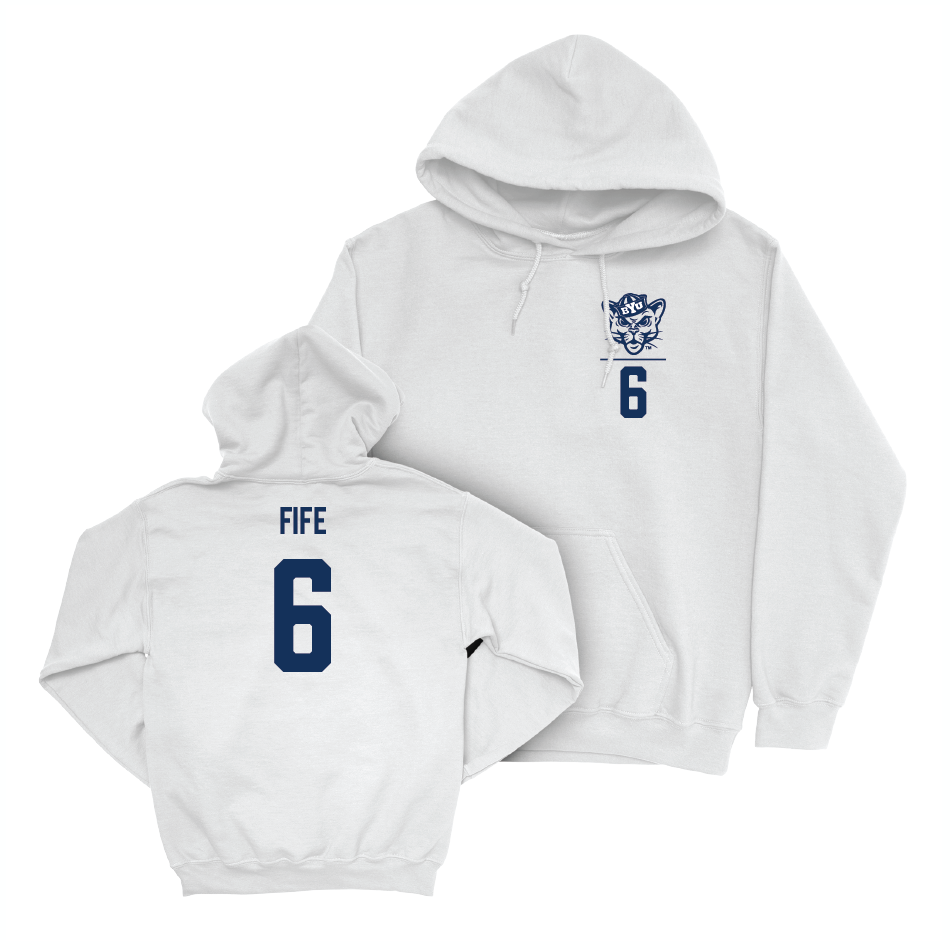 BYU Men's Volleyball White Logo Hoodie - Jackson Fife Small