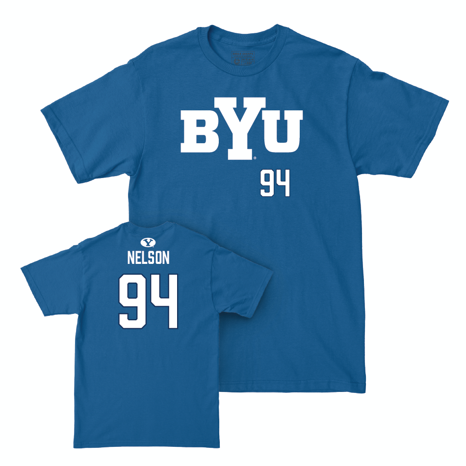 BYU Football Royal Wordmark Tee - John Nelson Small