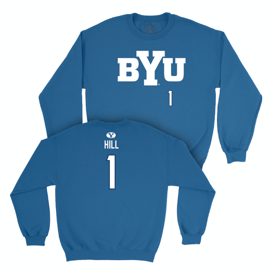 BYU Football Royal Wordmark Crew - Keanu Hill Small