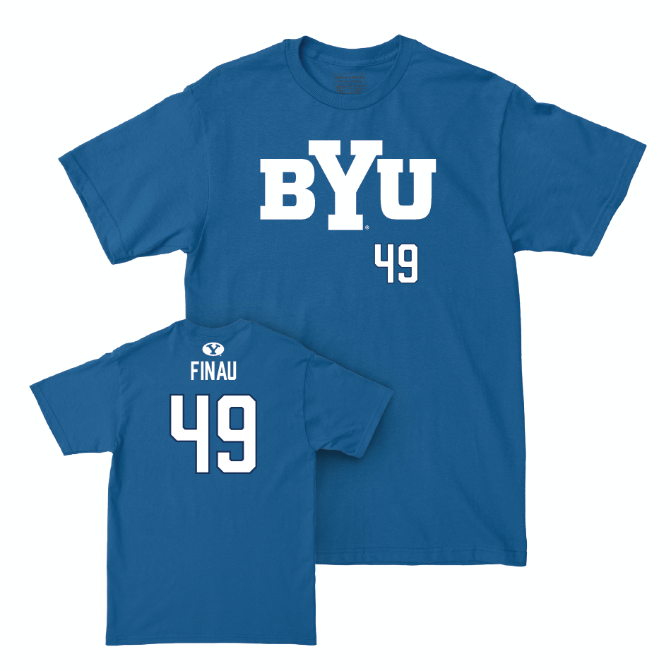 BYU Football Royal Wordmark Tee - Lucky Finau Small