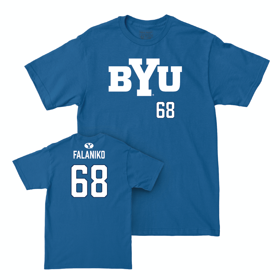 BYU Football Royal Wordmark Tee - Peter Falaniko Small