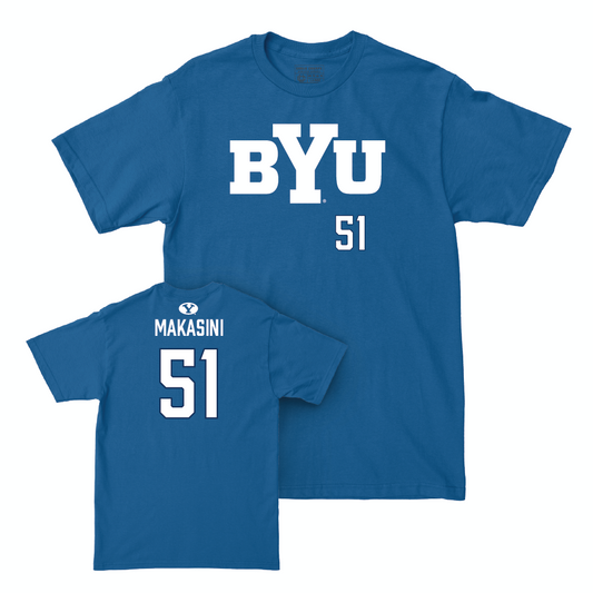 BYU Football Royal Wordmark Tee - Sonny Makasini Small