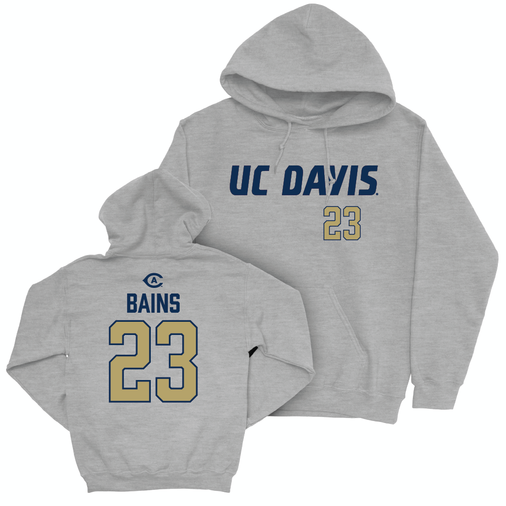 UC Davis Football Sport Grey Aggies Hoodie  - Kavir Bains