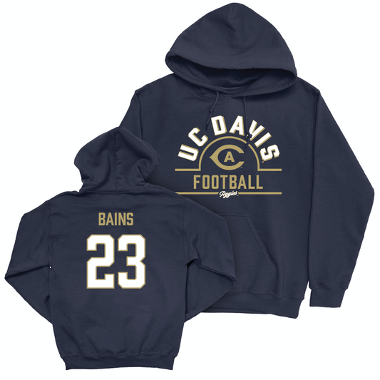 UC Davis Football Navy Arch Hoodie  - Kavir Bains