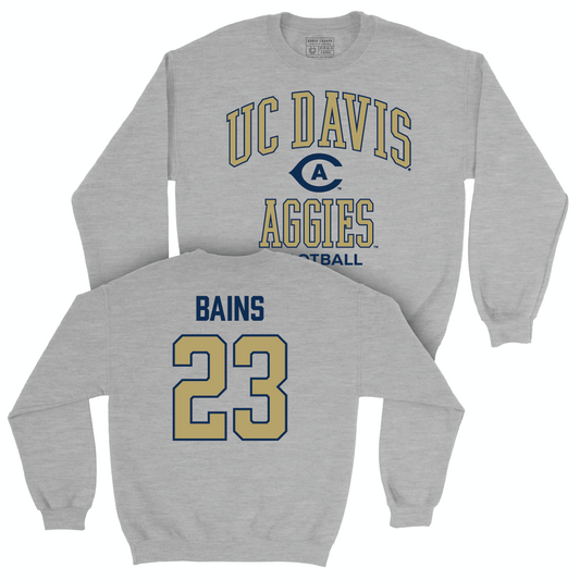 UC Davis Football Sport Grey Classic Crew  - Kavir Bains