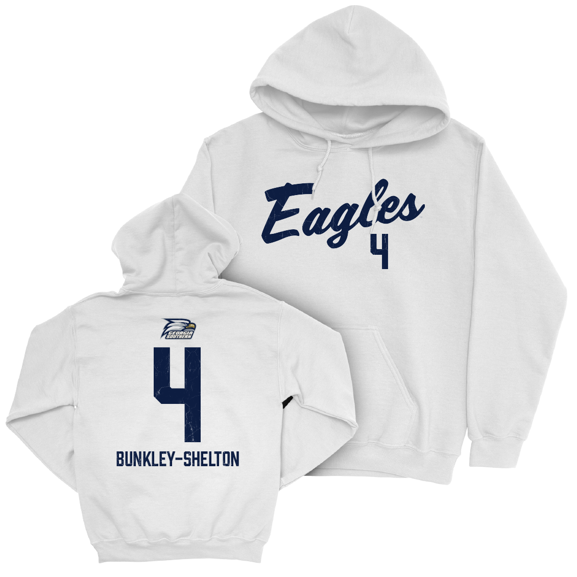 Georgia Southern Football White Script Hoodie   - LV Bunkley-Shelton