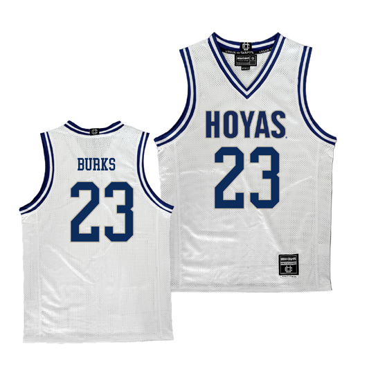 Georgetown Men's Basketball White Jersey  - Jordan Burks