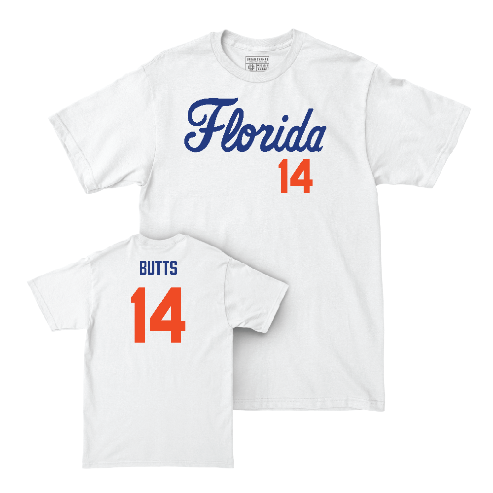 Florida Women's Soccer White Script Comfort Colors Tee - Njeri Butts