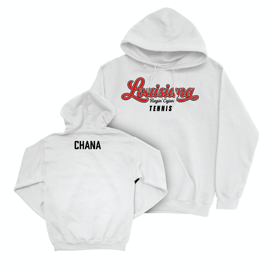 Louisiana Men's Tennis White Script Hoodie  - Sahib Chana