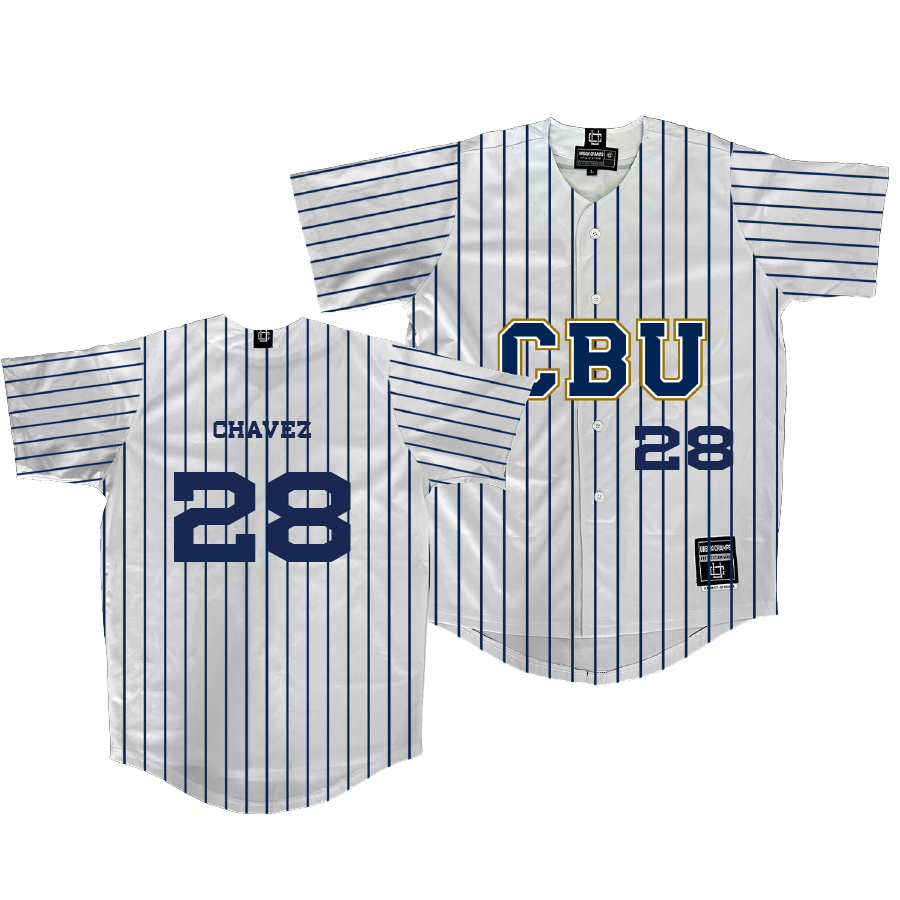 CBU Baseball White Jersey   - Matt Chavez