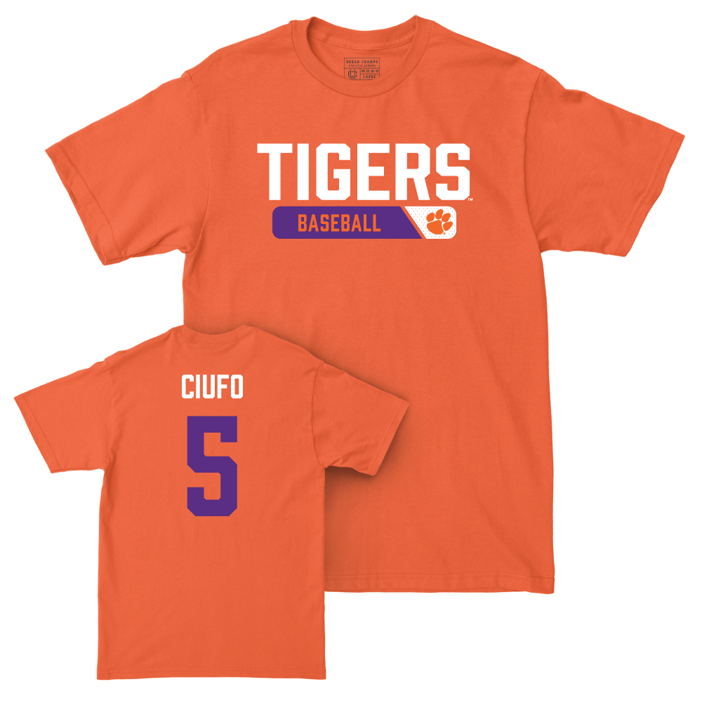 Clemson Baseball Orange Staple Tee - Andrew Ciufo Small