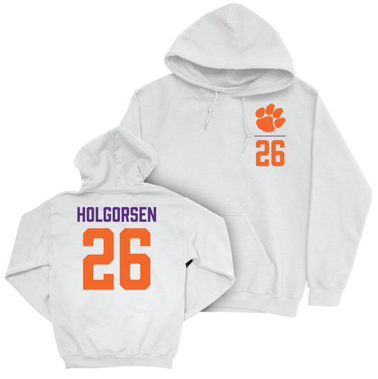 Clemson Women's Soccer White Logo Hoodie - Addy Holgorsen Small