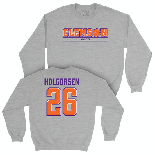 Clemson Women's Soccer Sport Grey Stacked Crew - Addy Holgorsen Small