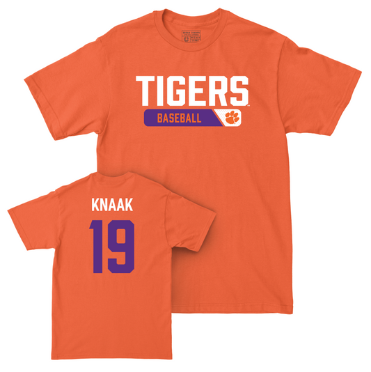 Clemson Baseball Orange Staple Tee - Aidan Knaak Small