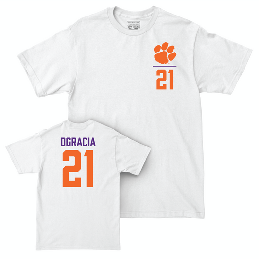 Clemson Women's Lacrosse White Logo Comfort Colors Tee - Bella Dgracia Small