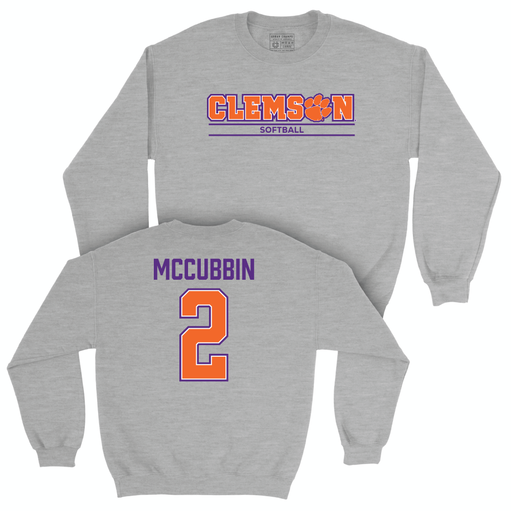 Clemson Softball Sport Grey Stacked Crew - Brooke McCubbin Small