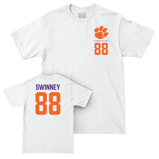 Clemson Football White Logo Comfort Colors Tee - Clay Swinney Small