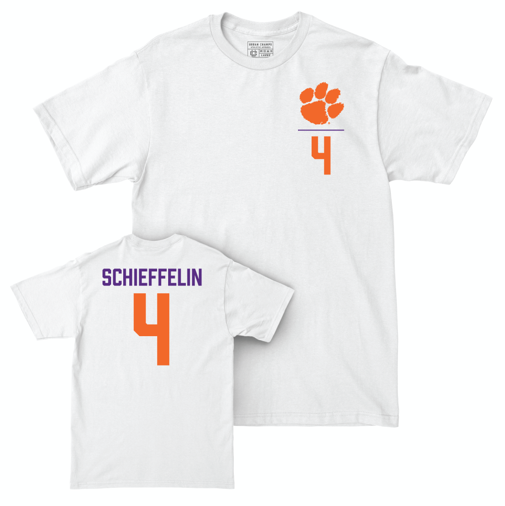 Clemson Men's Basketball White Logo Comfort Colors Tee - Ian Schieffelin Small