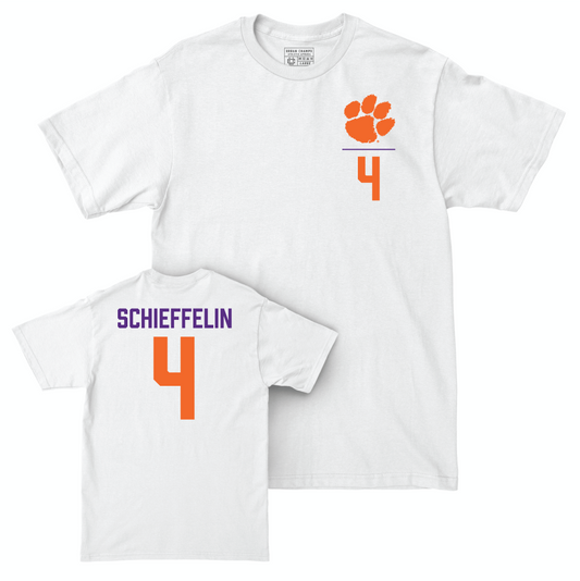 Clemson Men's Basketball White Logo Comfort Colors Tee - Ian Schieffelin Small