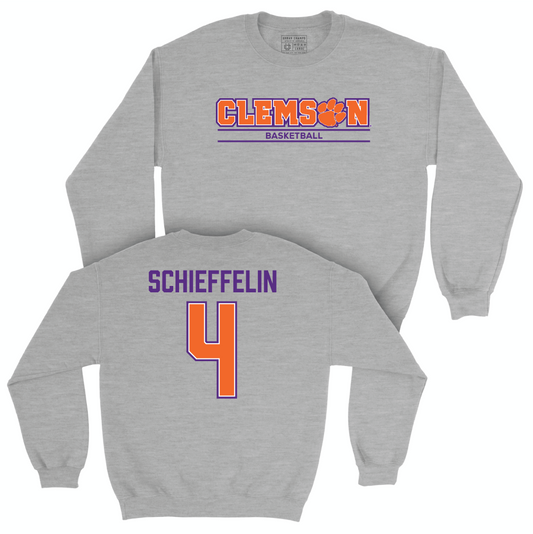 Clemson Men's Basketball Sport Grey Stacked Crew - Ian Schieffelin Small