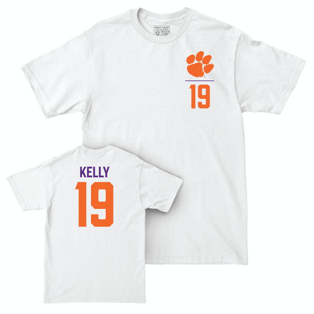 Clemson Men's Soccer White Logo Comfort Colors Tee - James Kelly Small