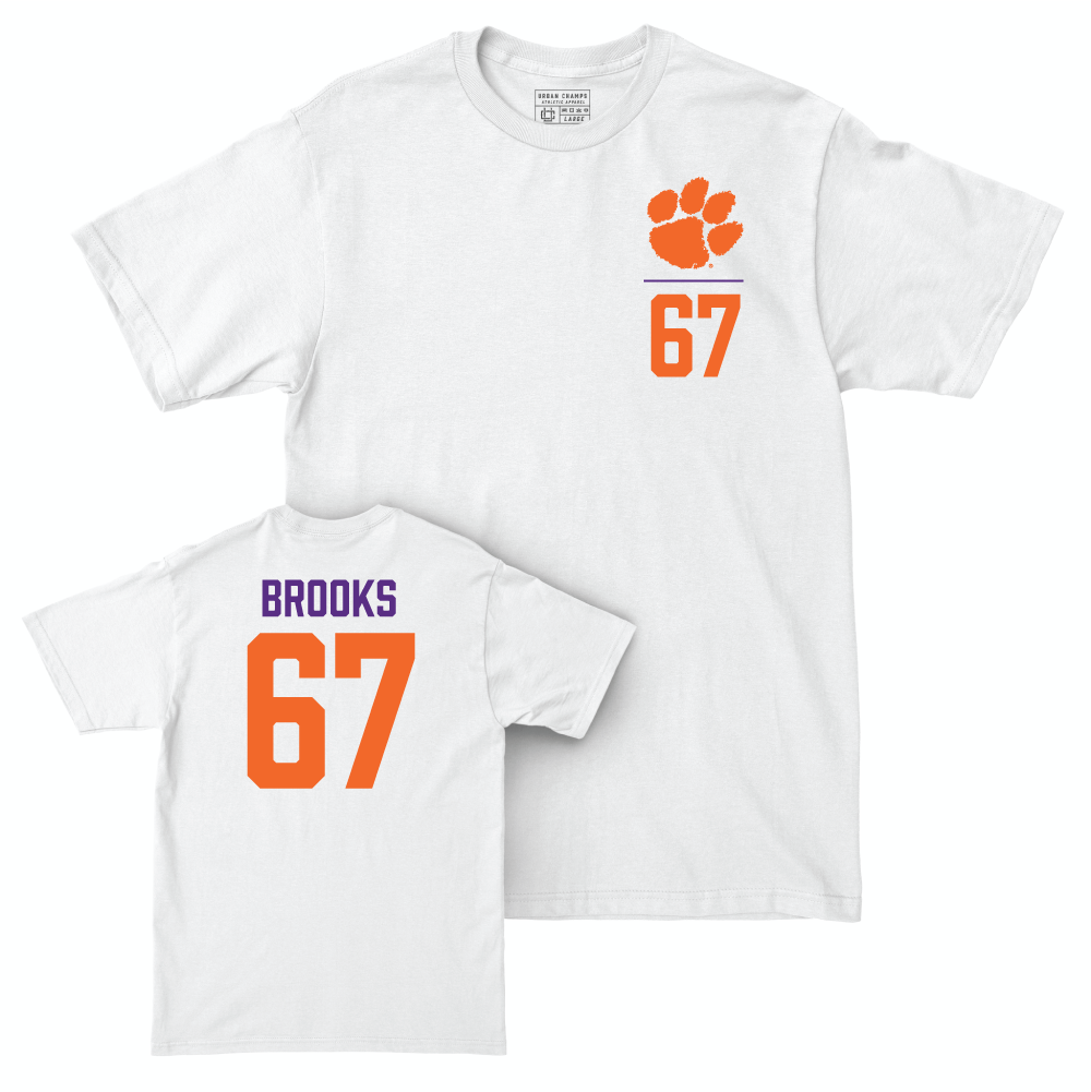 Clemson Football White Logo Comfort Colors Tee - Nathan Brooks Small