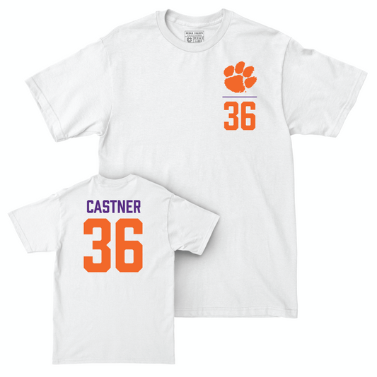 Clemson Football White Logo Comfort Colors Tee - Quinn Castner Small