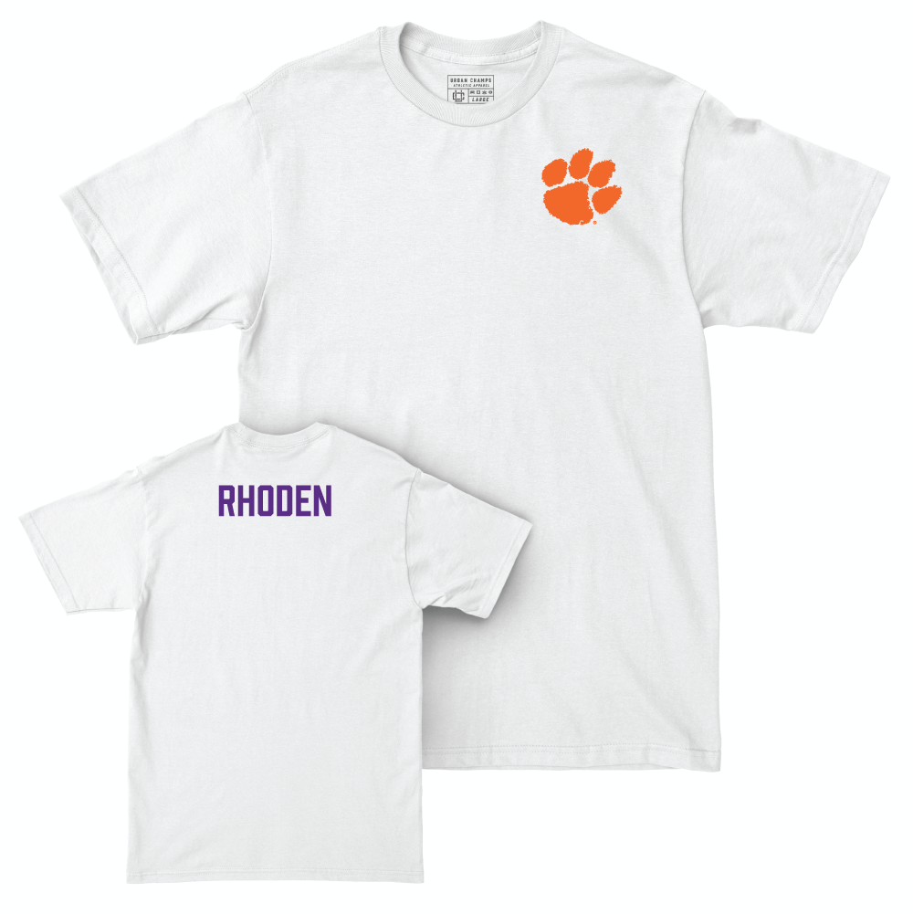 Clemson Men's Track & Field White Logo Comfort Colors Tee - Tarees Rhoden Small