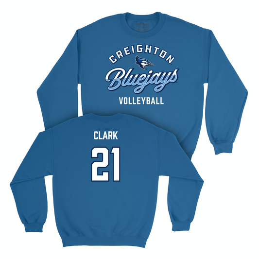 Creighton Women's Volleyball Blue Script Crew - Audrey Clark Youth Small