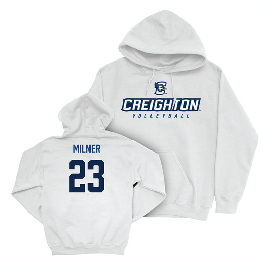 Creighton Women's Volleyball White Athletic Hoodie - Abbey Milner Youth Small