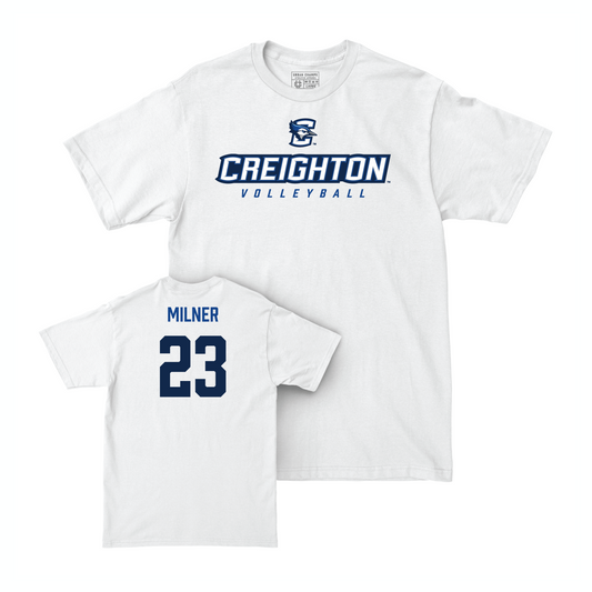 Creighton Women's Volleyball White Athletic Comfort Colors Tee - Abbey Milner Youth Small