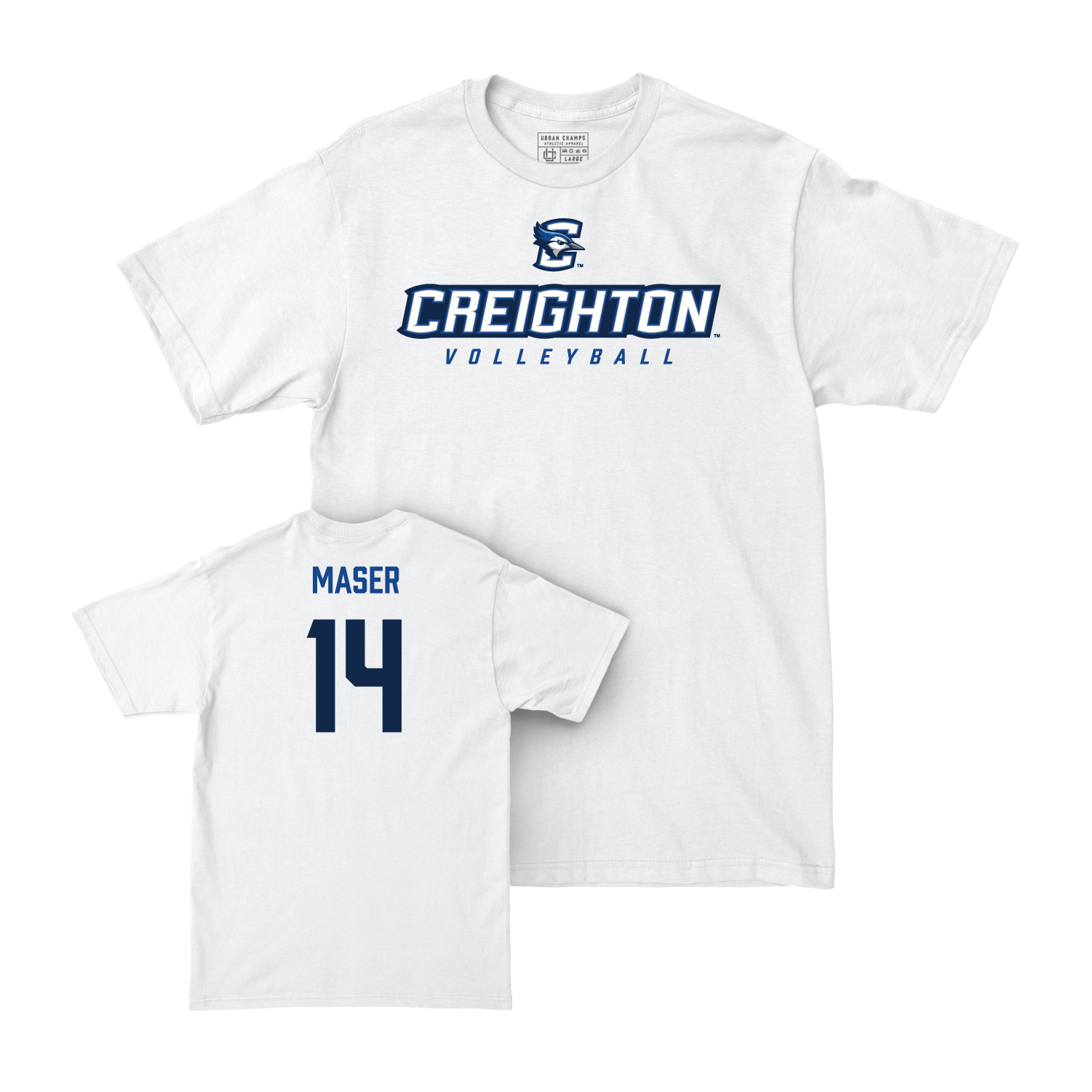 Creighton Women's Volleyball White Athletic Comfort Colors Tee - Katherine Maser Youth Small