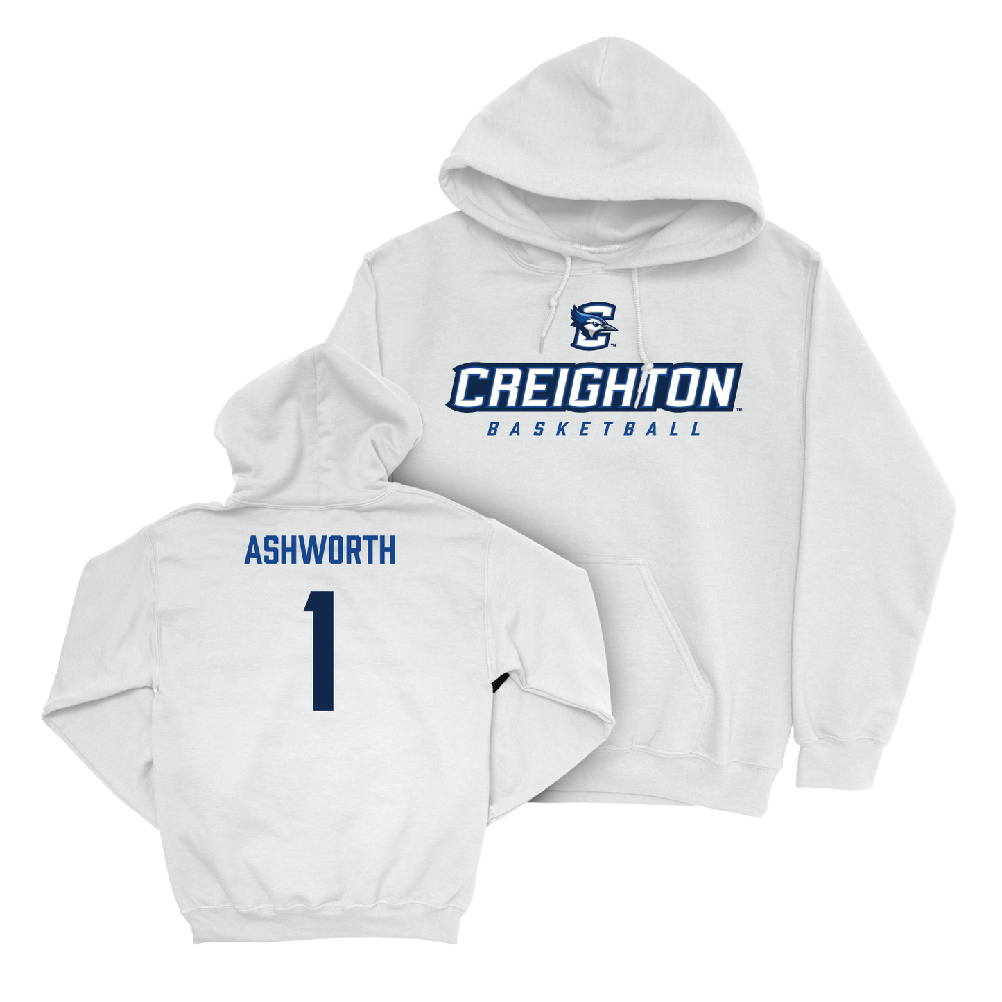 Creighton Men's Basketball White Athletic Hoodie - Steven Ashworth Youth Small