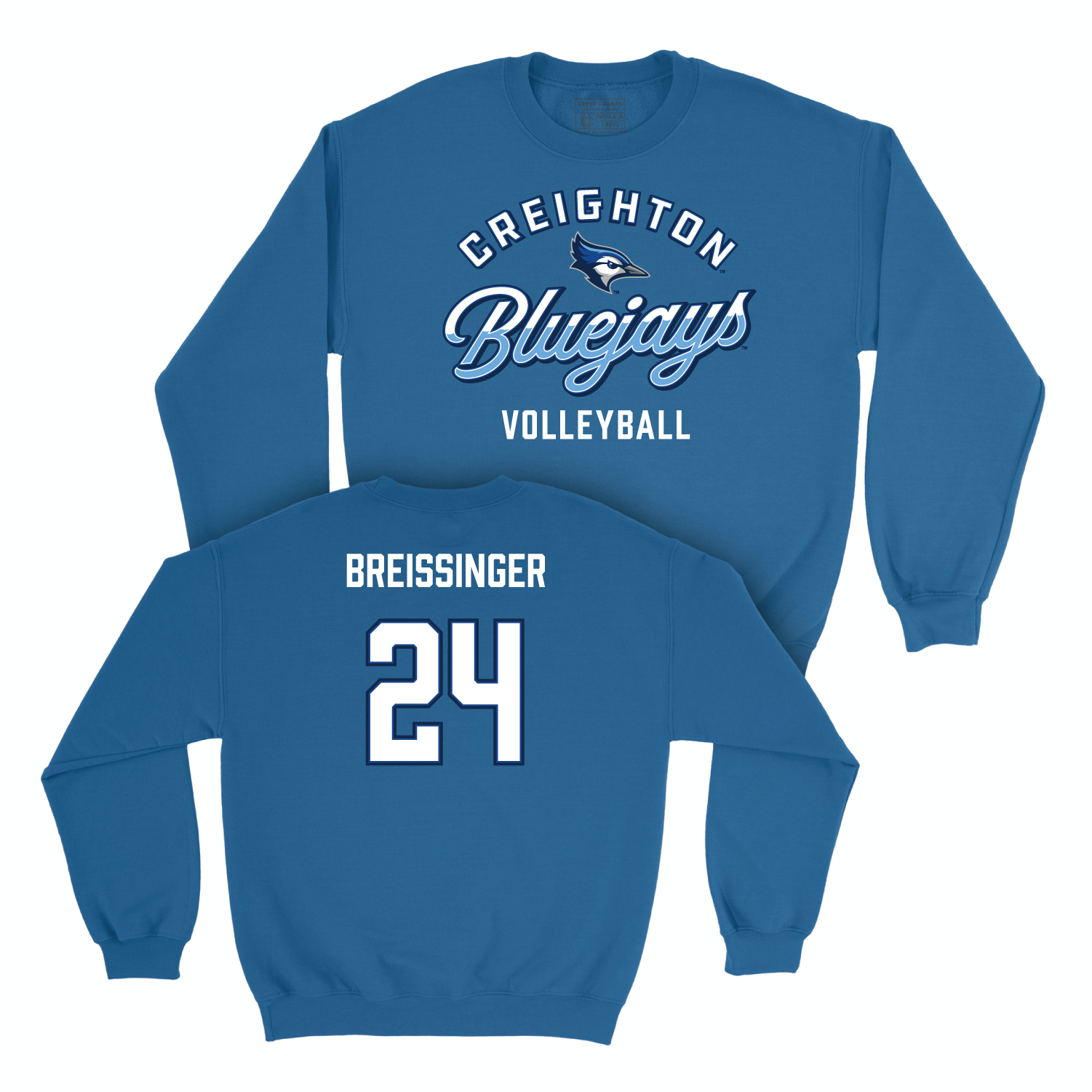 Creighton Women's Volleyball Blue Script Crew - Sydney Breissinger Youth Small