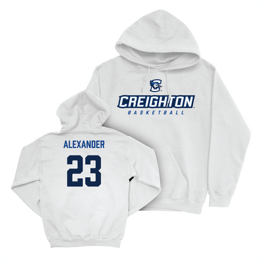 Creighton Men's Basketball White Athletic Hoodie - Trey Alexander Youth Small