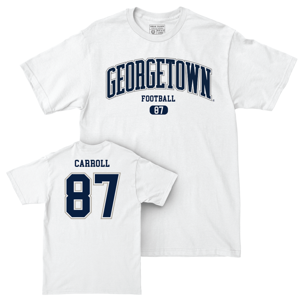 Georgetown Football White Arch Comfort Colors Tee - Burke Carroll