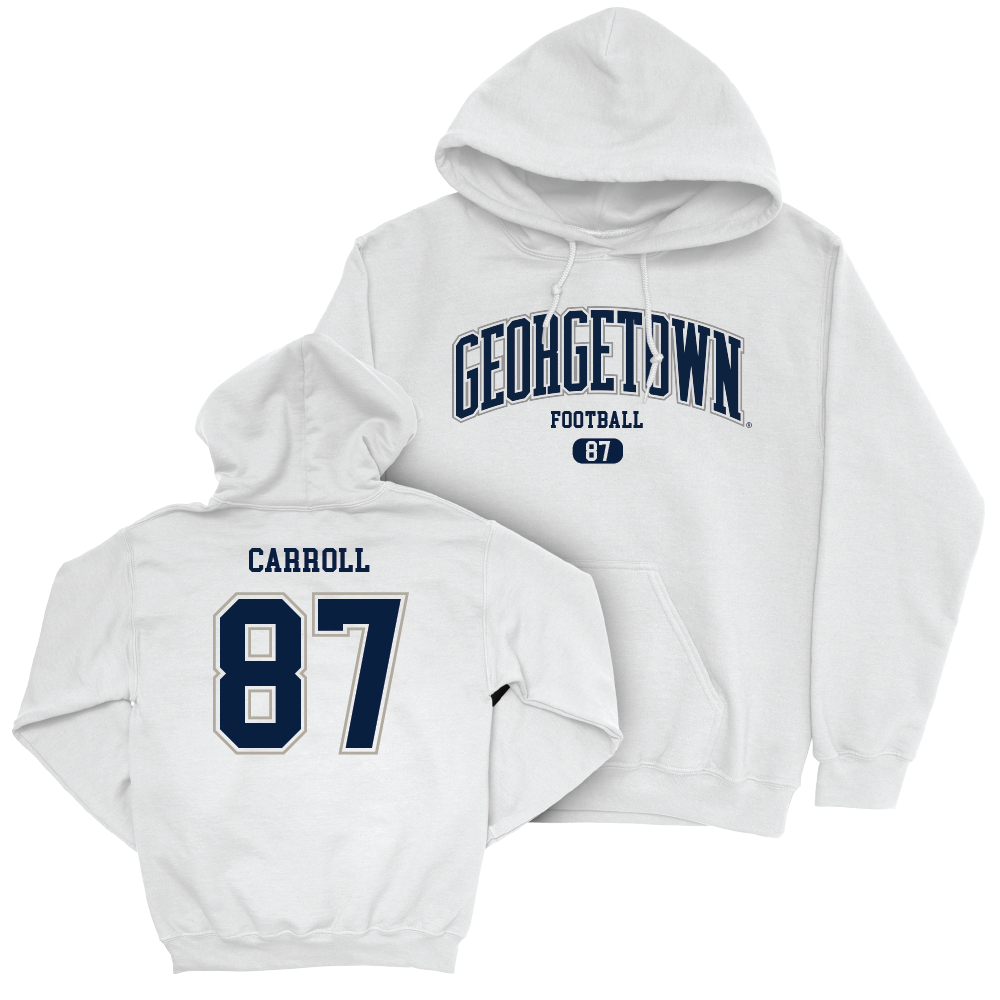 Georgetown Football White Arch Hoodie - Burke Carroll