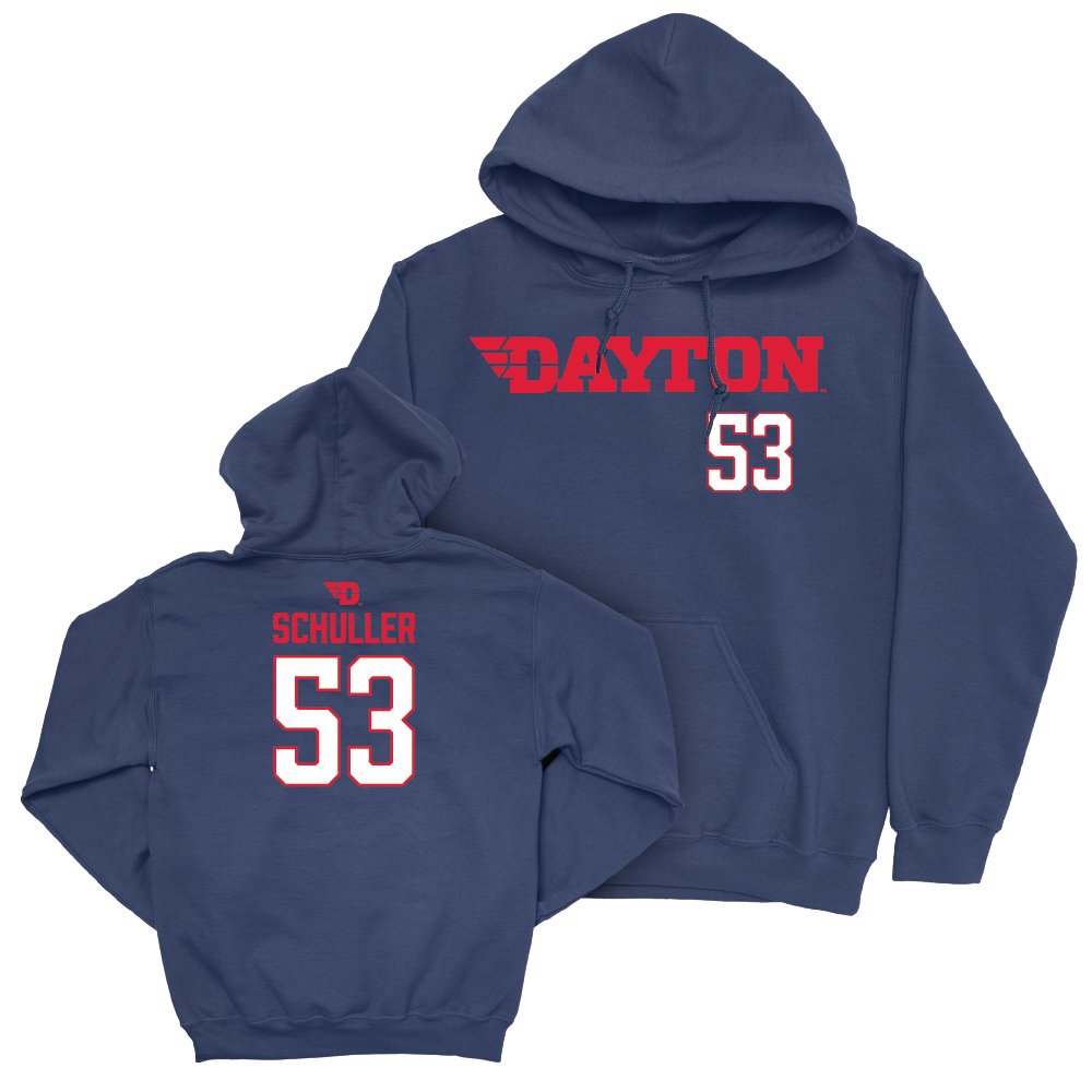 Dayton Football Navy Wordmark Hoodie - Aj Schuller