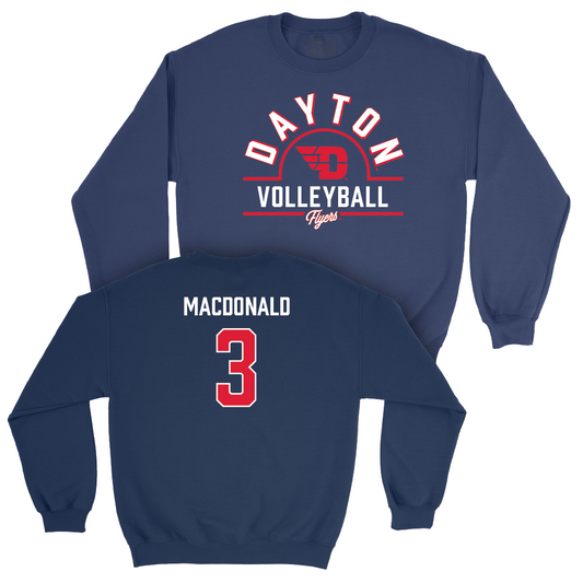 Dayton Women's Volleyball Navy Arch Crew - Anna MacDonald Youth Small