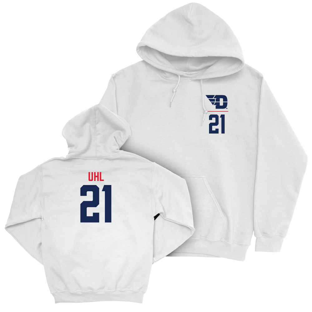 Dayton Men's Basketball White Logo Hoodie - Brady Uhl Youth Small