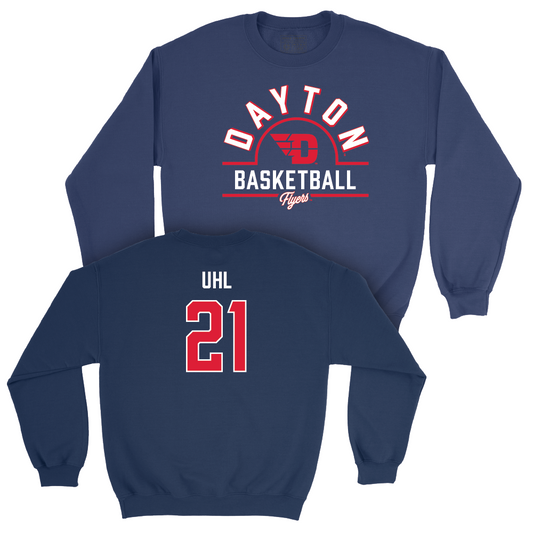 Dayton Men's Basketball Navy Arch Crew - Brady Uhl Youth Small