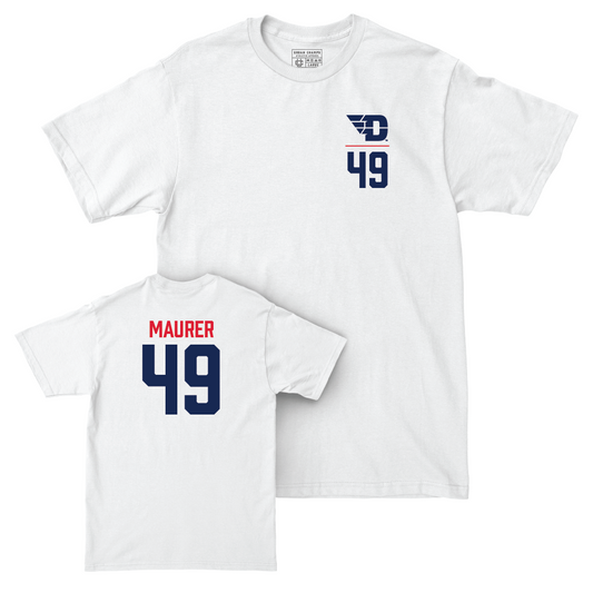 Dayton Football White Logo Comfort Colors Tee - David Maurer Youth Small